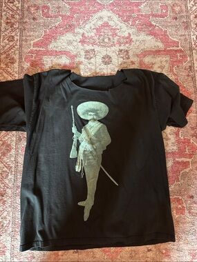 Black Graphic Tee with Green Print
